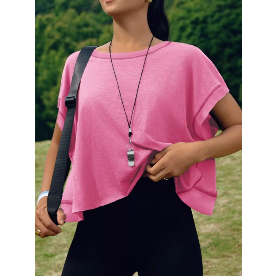Cutout Back Short Sleeve T-Shirt Apparel and Accessories