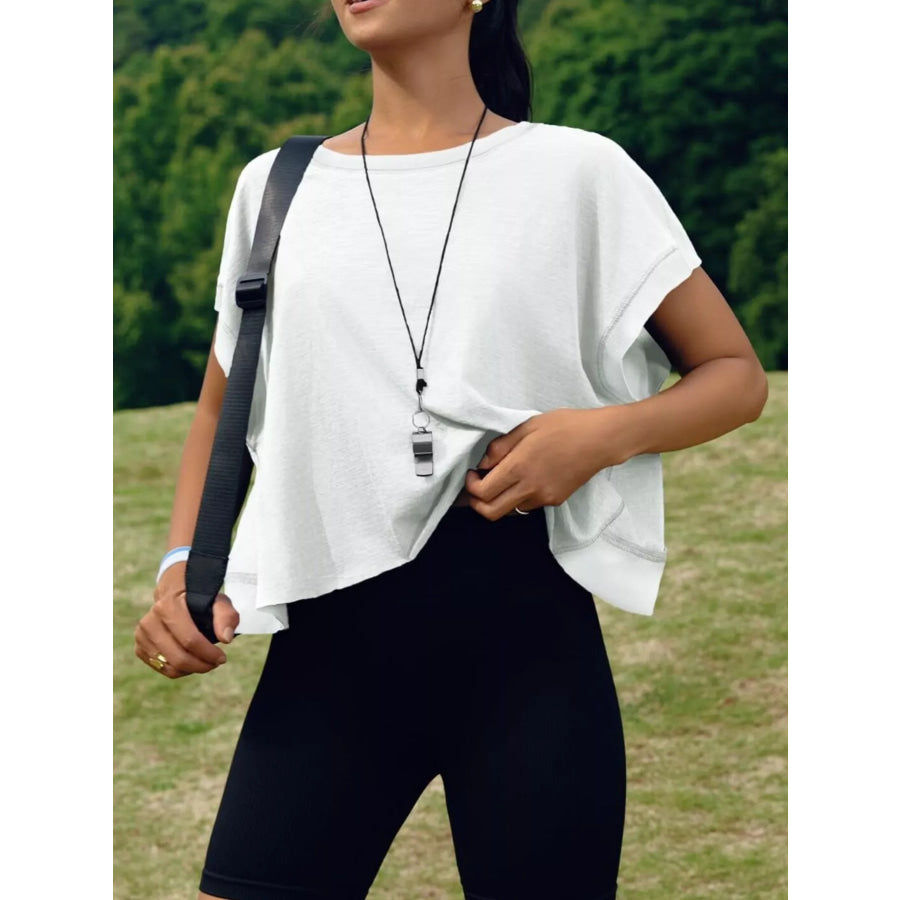Cutout Back Short Sleeve T-Shirt White / S Apparel and Accessories