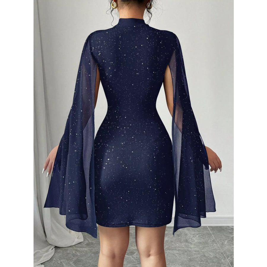 Cutout Bodycon Mini Dress with Cape Sleeves Apparel and Accessories