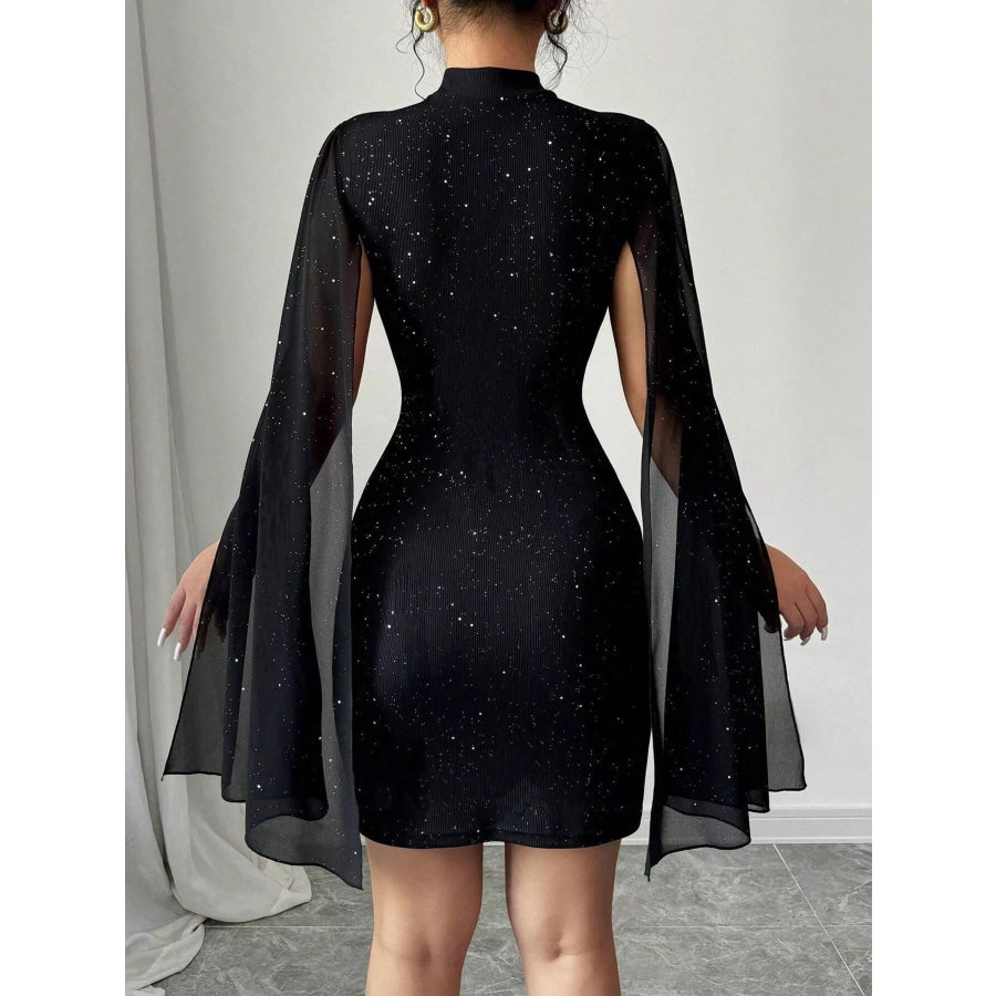 Cutout Bodycon Mini Dress with Cape Sleeves Apparel and Accessories