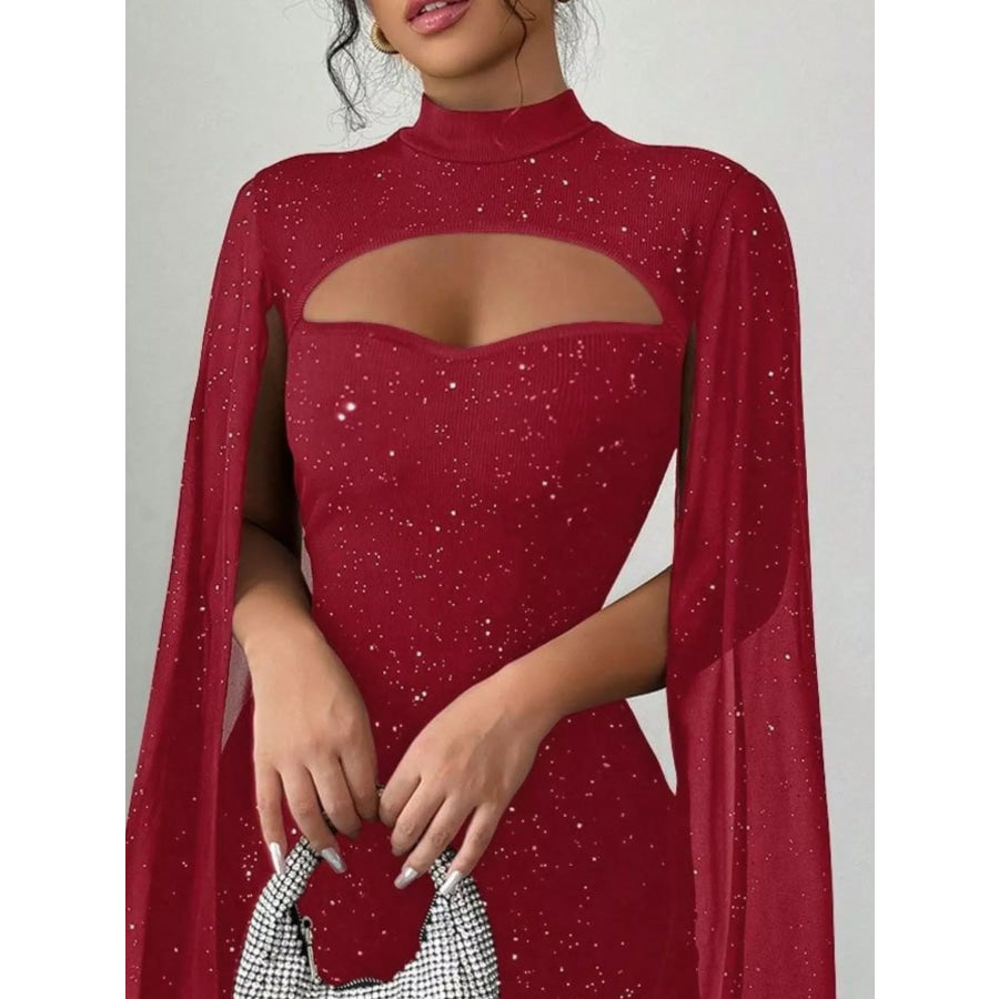 Cutout Bodycon Mini Dress with Cape Sleeves Apparel and Accessories