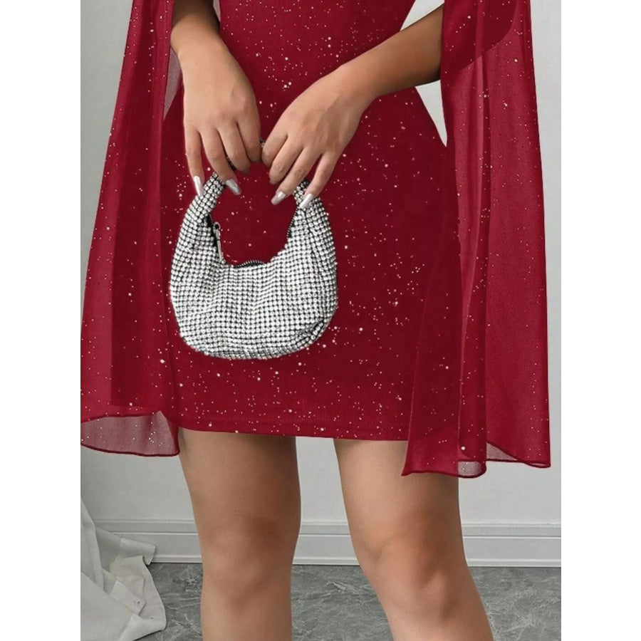 Cutout Bodycon Mini Dress with Cape Sleeves Apparel and Accessories