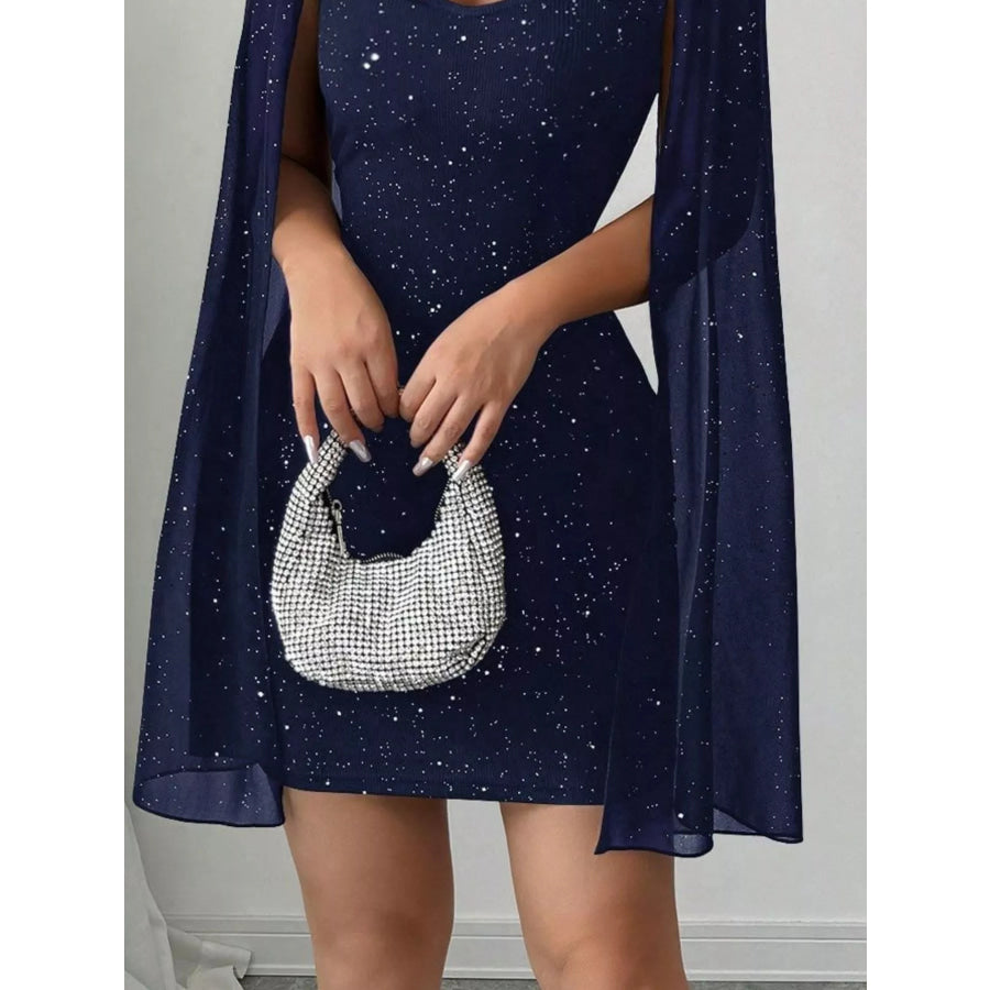Cutout Bodycon Mini Dress with Cape Sleeves Apparel and Accessories