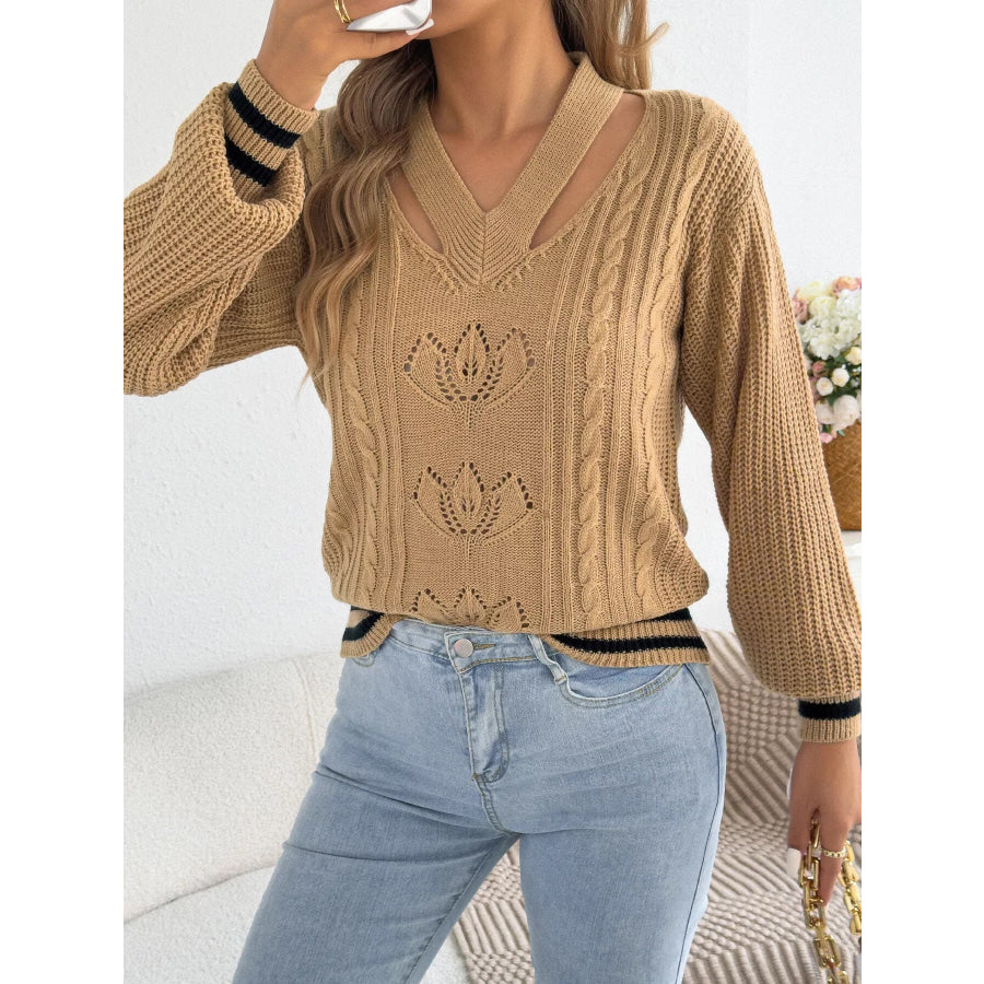 Cutout Cable Knit Sweater Apparel and Accessories