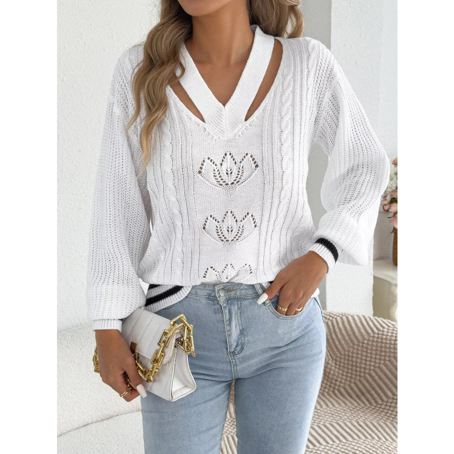 Cutout Cable Knit Sweater Apparel and Accessories