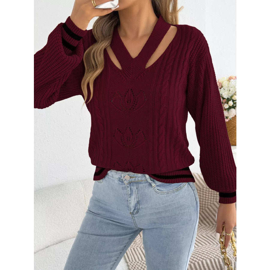 Cutout Cable Knit Sweater Apparel and Accessories