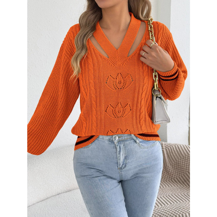 Cutout Cable Knit Sweater Apparel and Accessories