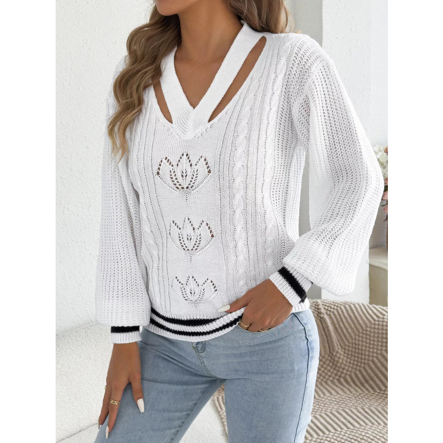 Cutout Cable Knit Sweater Apparel and Accessories