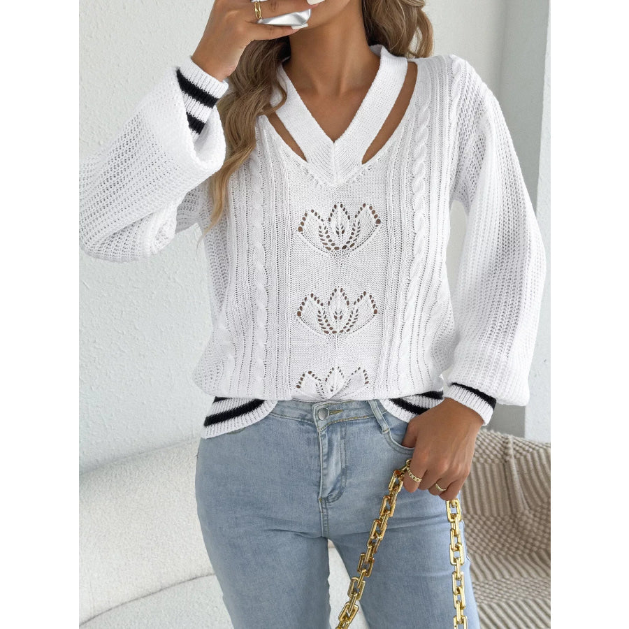 Cutout Cable Knit Sweater Apparel and Accessories