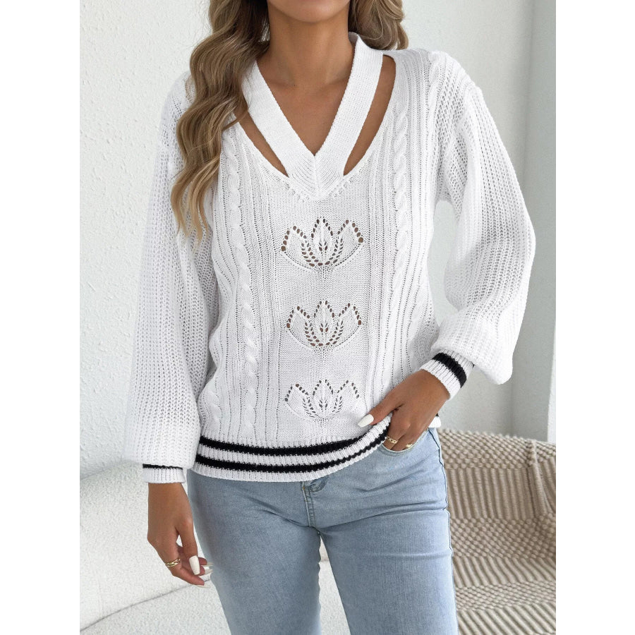 Cutout Cable Knit Sweater Apparel and Accessories