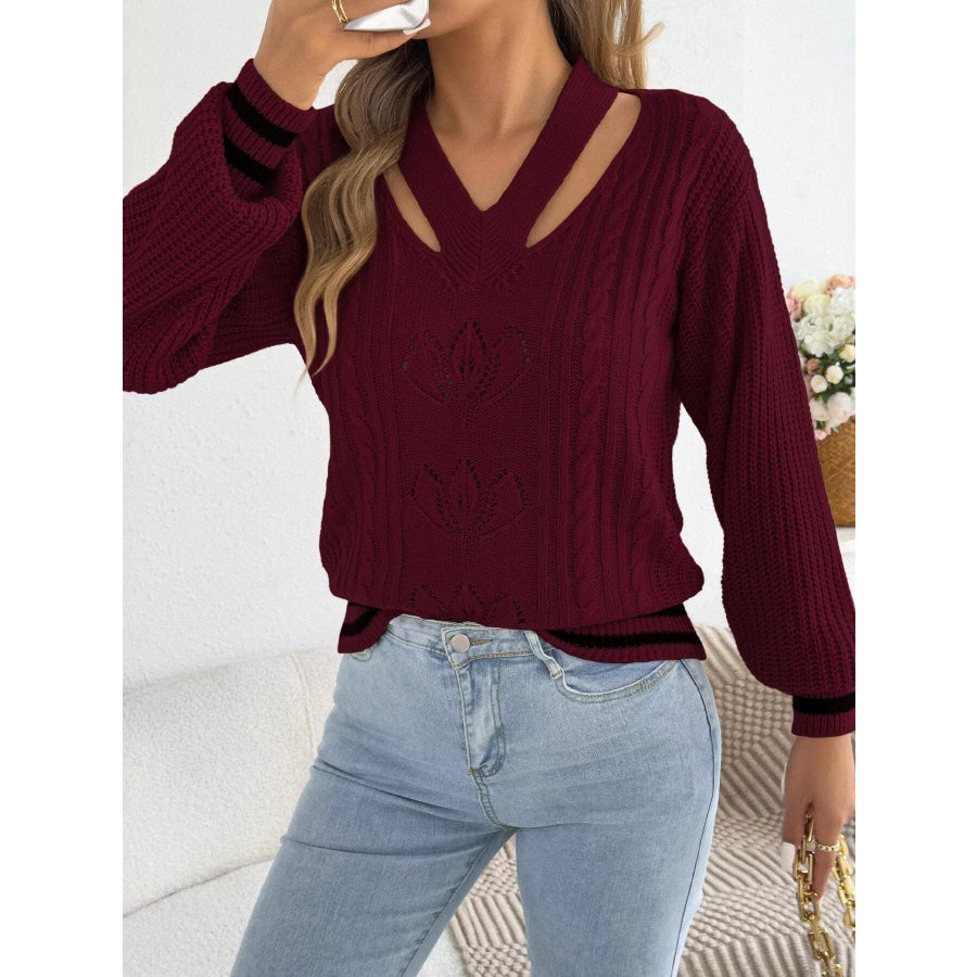 Cutout Cable Knit Sweater Apparel and Accessories