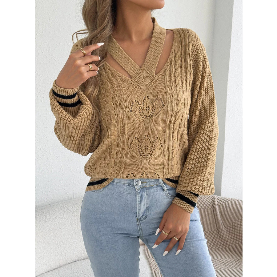 Cutout Cable Knit Sweater Apparel and Accessories