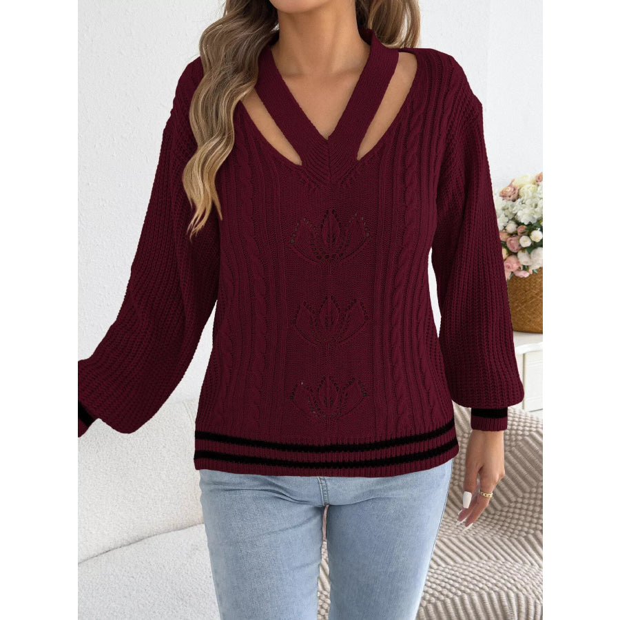 Cutout Cable Knit Sweater Apparel and Accessories