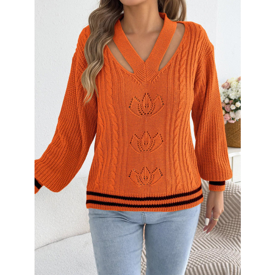 Cutout Cable Knit Sweater Apparel and Accessories