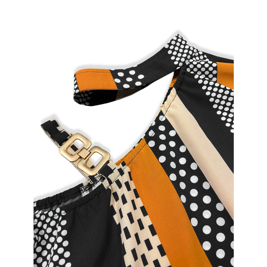 Cutout Color Block Mock Neck Blouse Apparel and Accessories