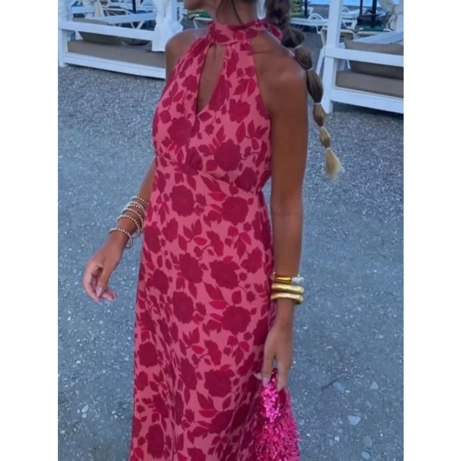 Cutout Detail Sleeveless Maxi Dress Deep Red / L Apparel and Accessories
