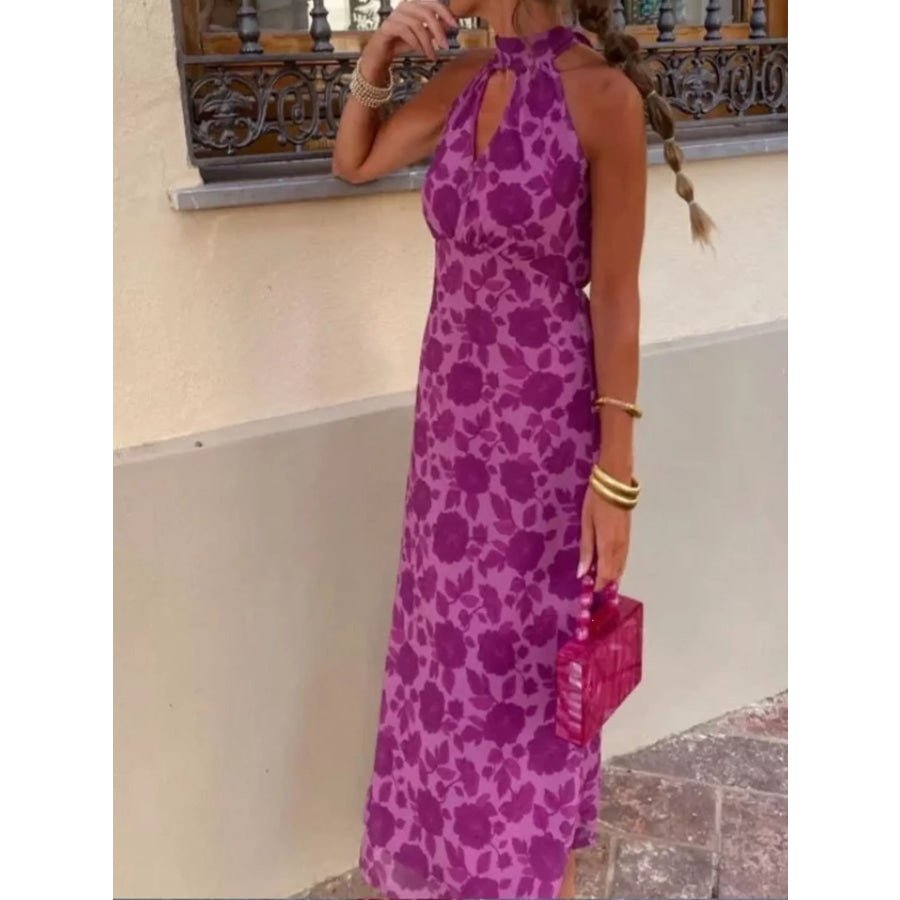 Cutout Detail Sleeveless Maxi Dress Purple / L Apparel and Accessories