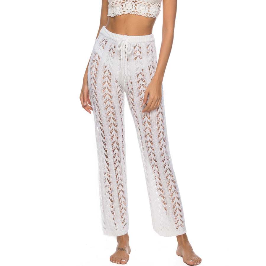 Cutout Drawstring High Waist Swim Pants Apparel and Accessories