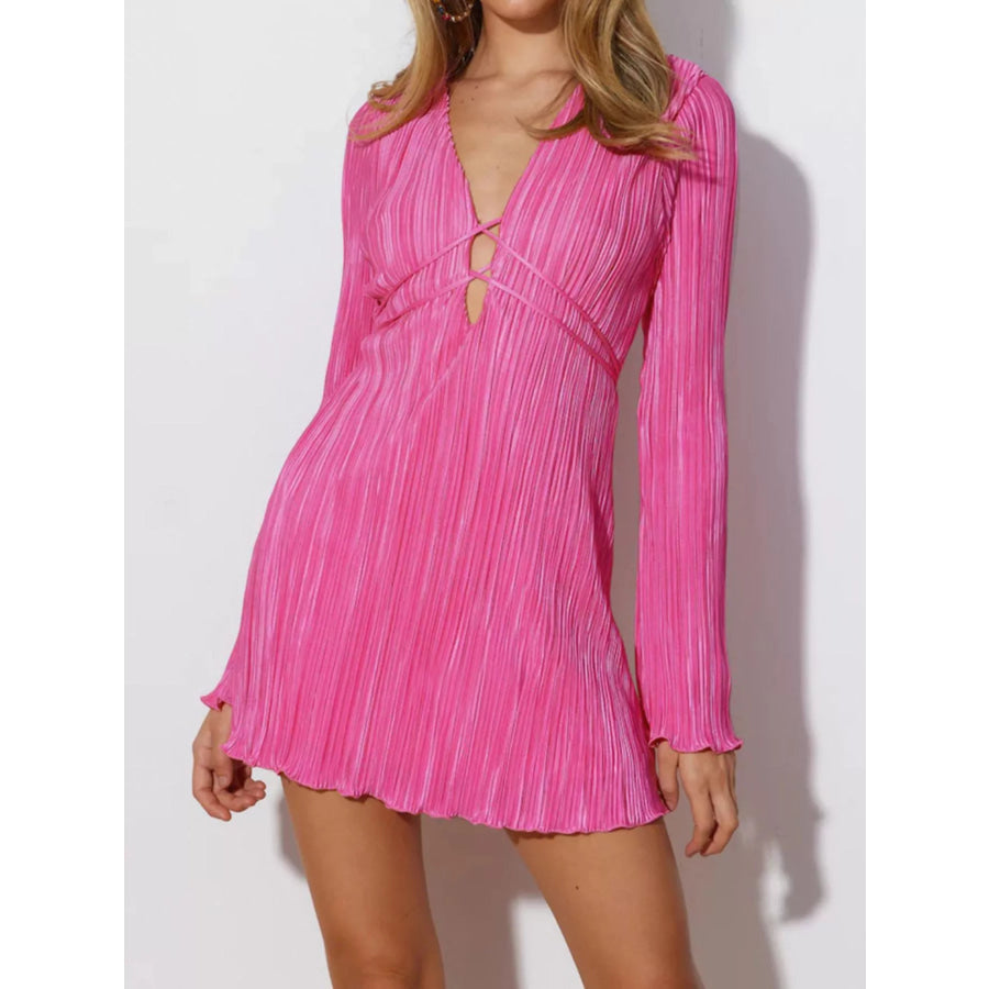 Cutout Flare Sleeve Mini Dress Apparel and Accessories