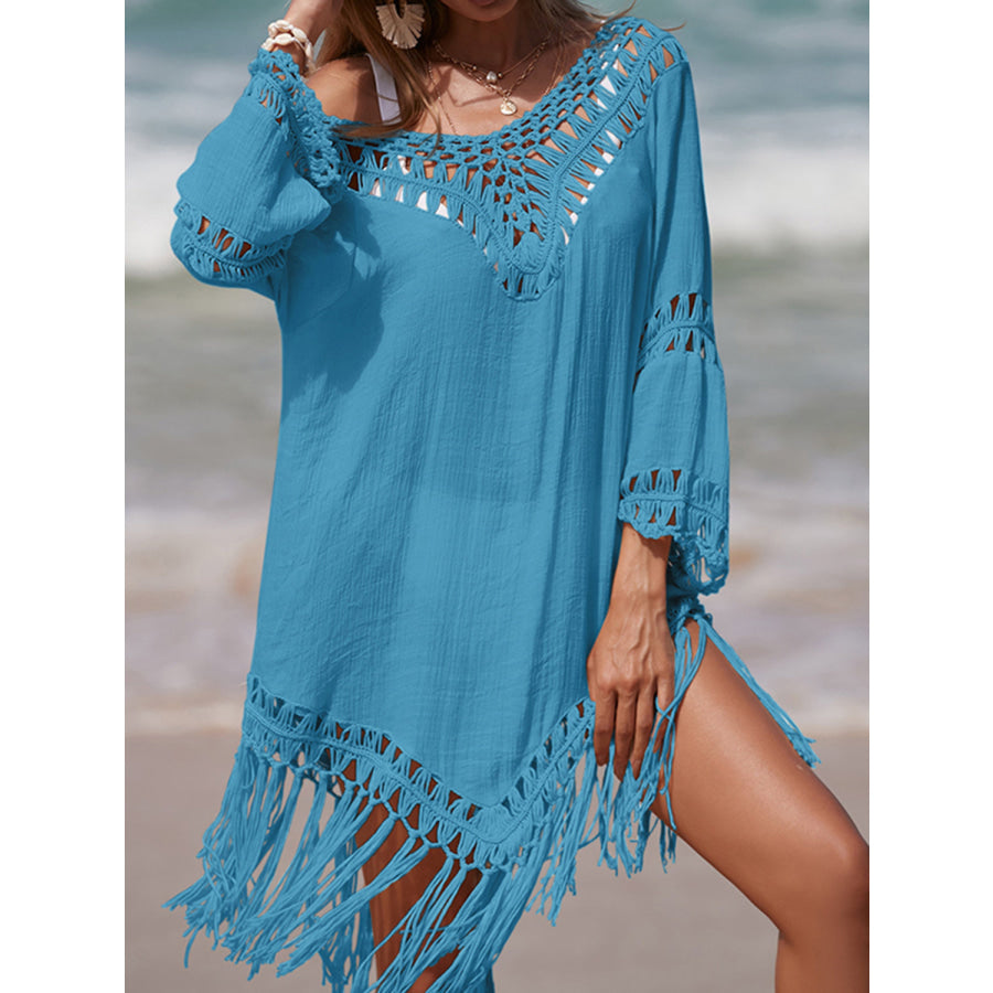 Cutout Fringe Scoop Neck Cover-Up Apparel and Accessories