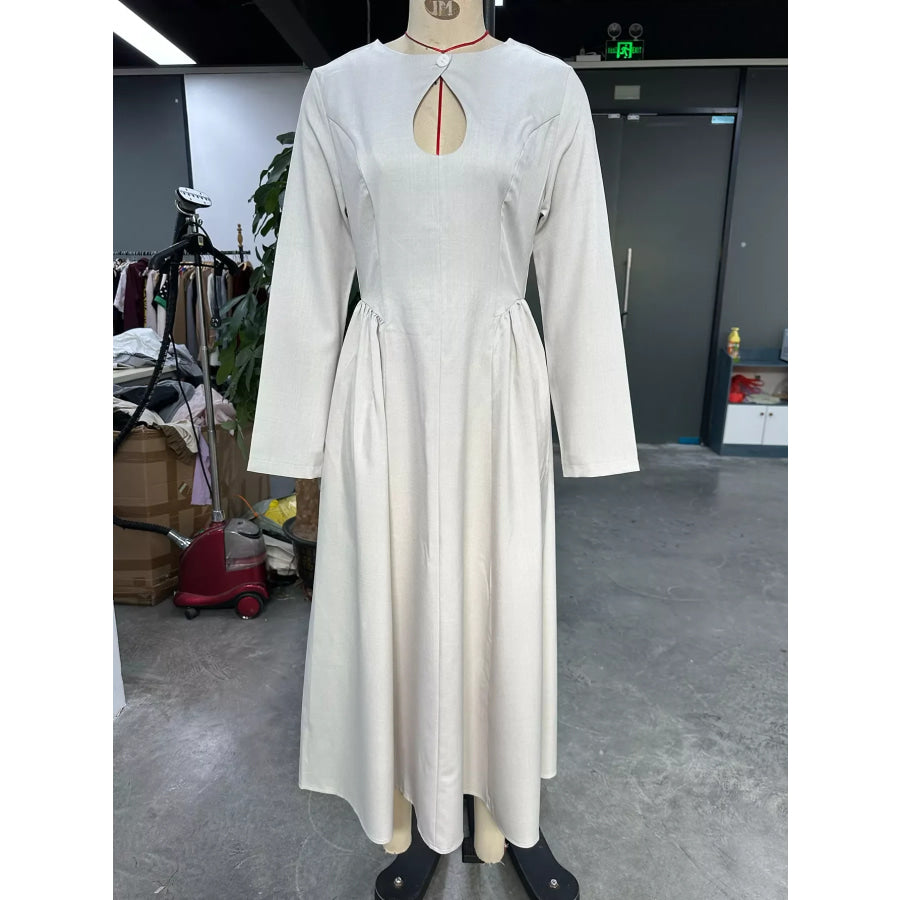 Cutout Front Long Sleeve A-Line Dress Apparel and Accessories