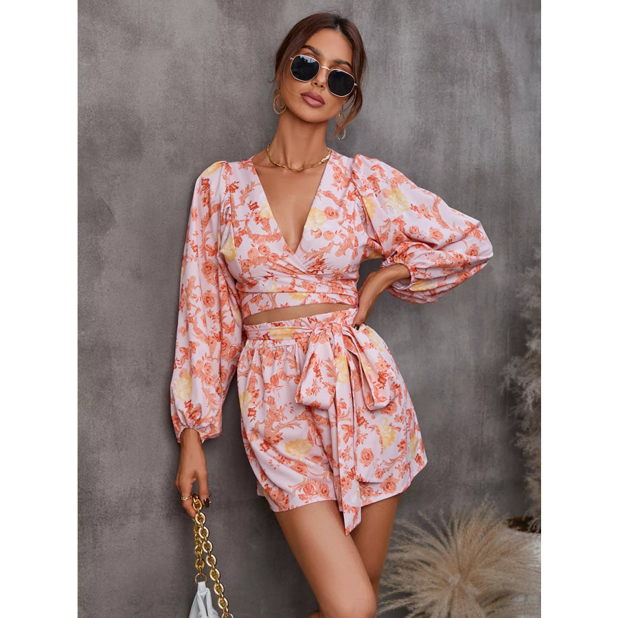 Cutout Front Printed Long Sleeve Romper Apparel and Accessories