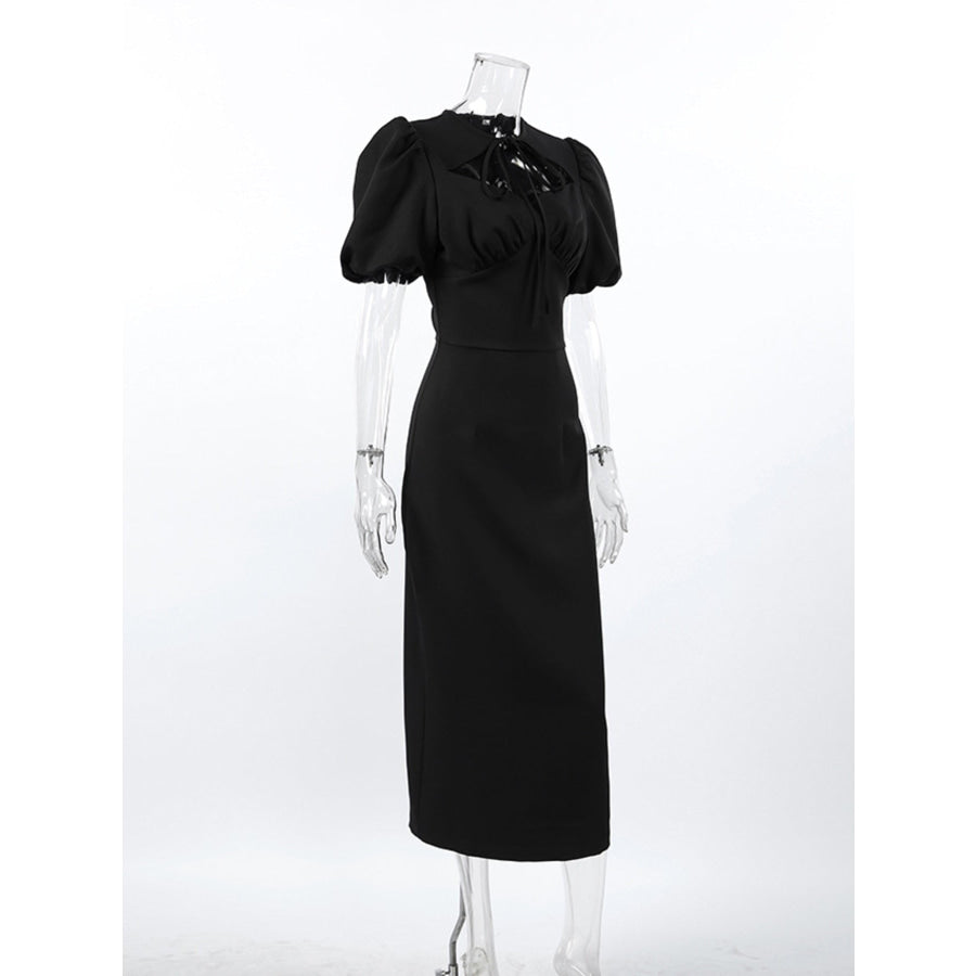 Cutout Front Puff Sleeve Dress Apparel and Accessories