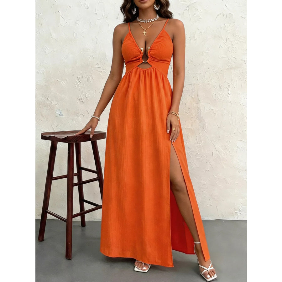 Cutout Front Slit Maxi Dress Apparel and Accessories
