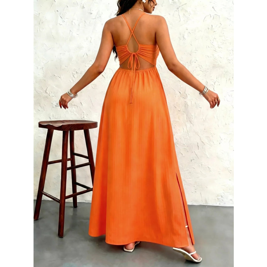 Cutout Front Slit Maxi Dress Apparel and Accessories