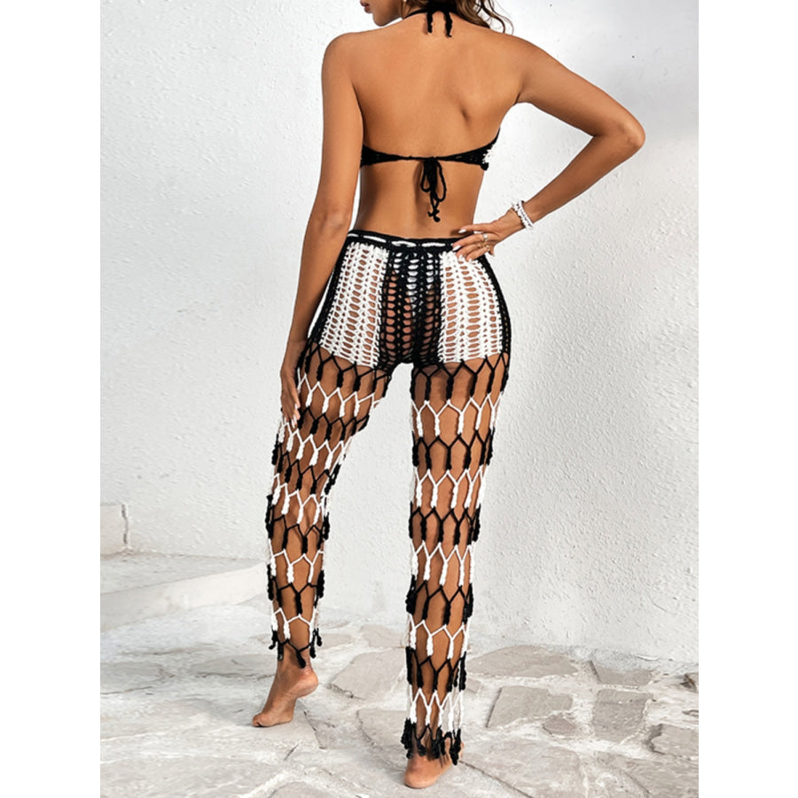 Cutout Halter Neck Top and Pants Two - Piece Swim Set Apparel Accessories