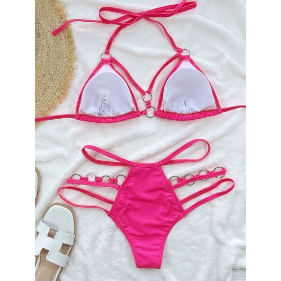 Cutout Halter Neck Two - Piece Bikini Set Apparel and Accessories