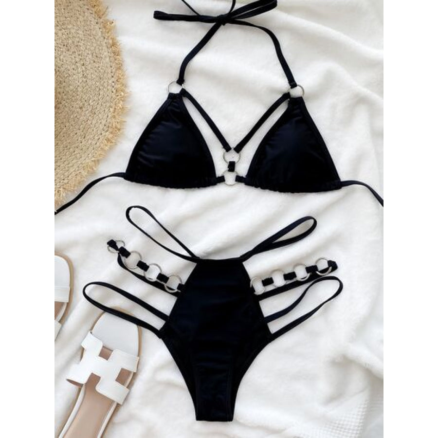 Cutout Halter Neck Two - Piece Bikini Set Apparel and Accessories