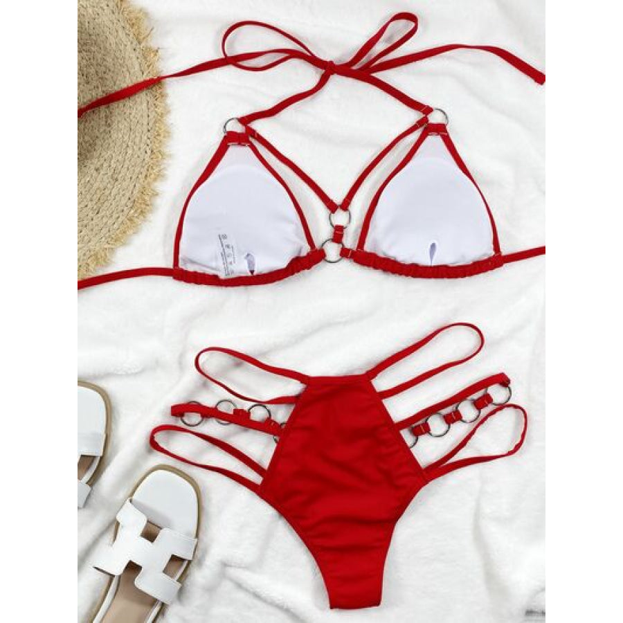 Cutout Halter Neck Two - Piece Bikini Set Apparel and Accessories
