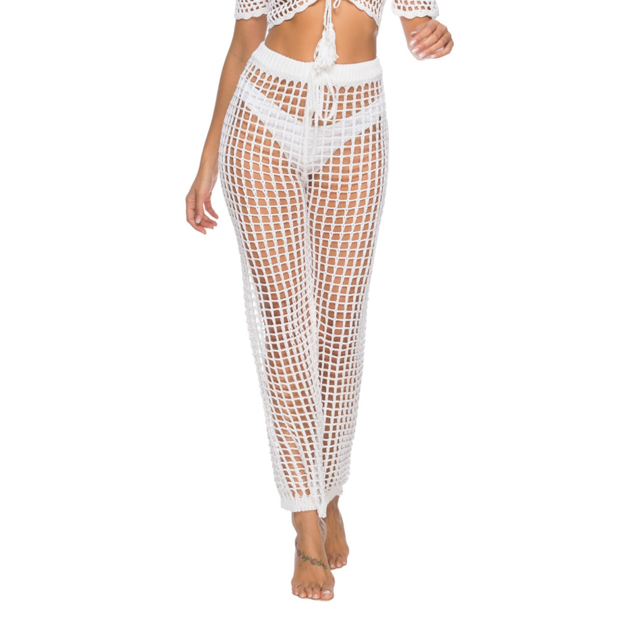 Cutout High Waist Swim Pants White / S Apparel and Accessories