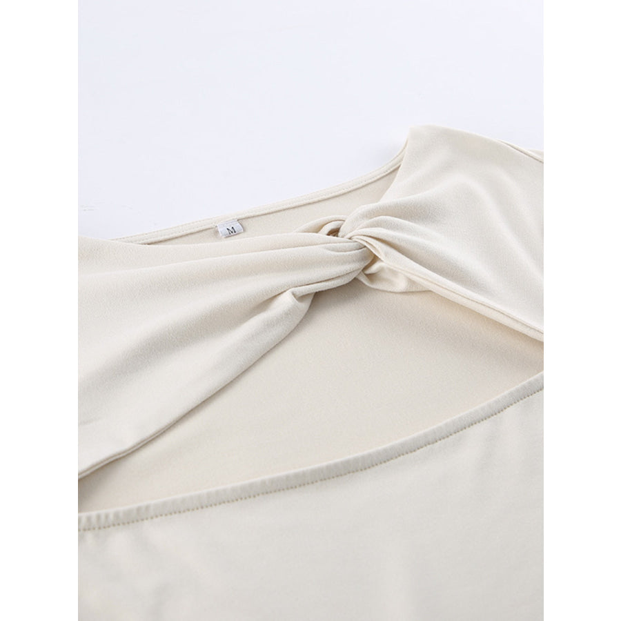 Cutout Knot Front Long Sleeve Top Apparel and Accessories