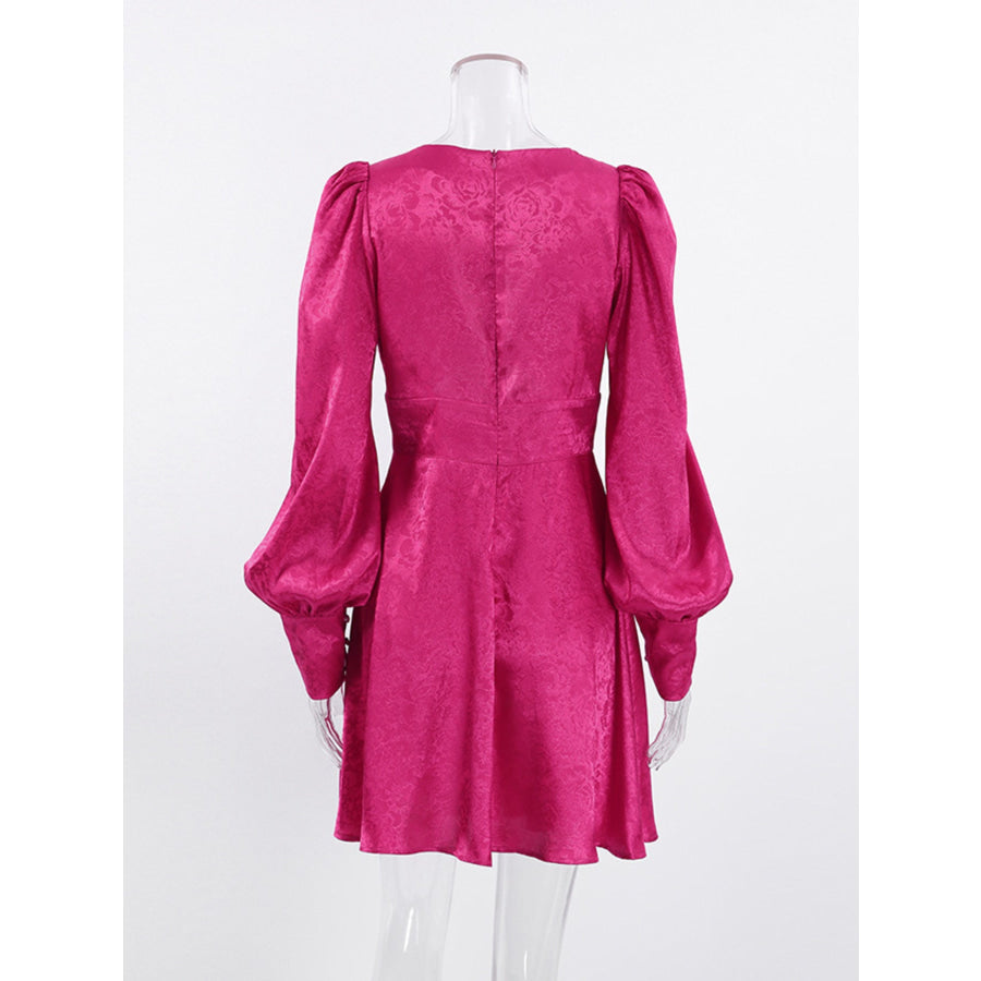 Cutout Lantern Sleeve Mini Dress Apparel and Accessories