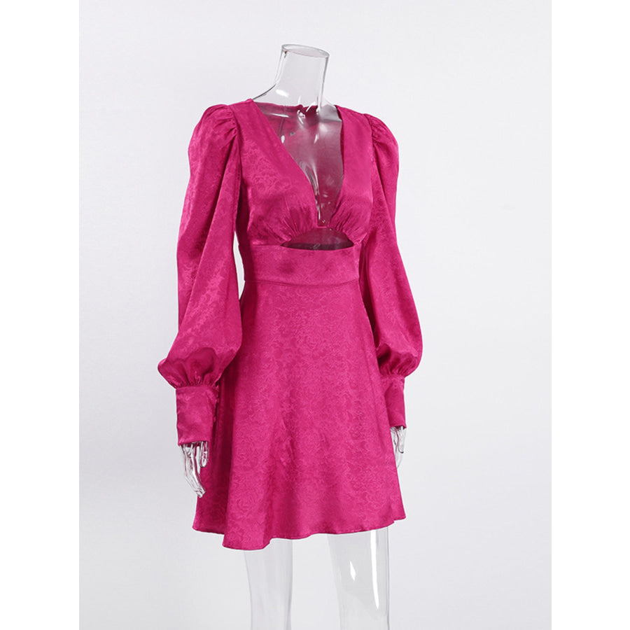 Cutout Lantern Sleeve Mini Dress Apparel and Accessories