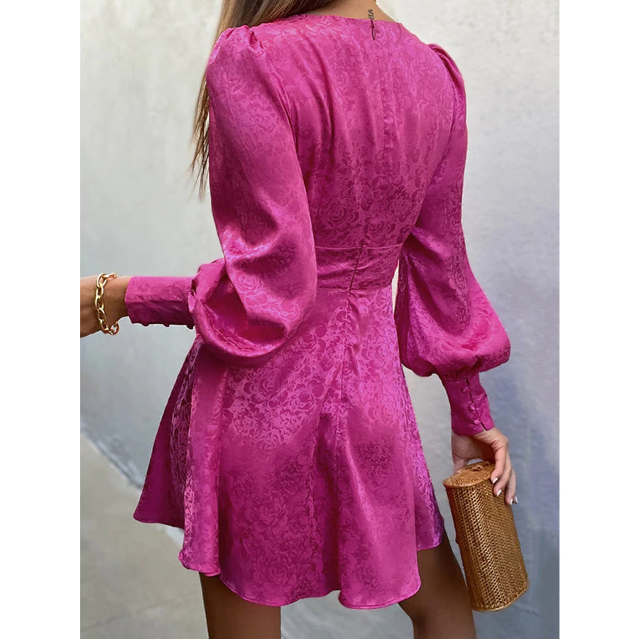 Cutout Lantern Sleeve Mini Dress Apparel and Accessories