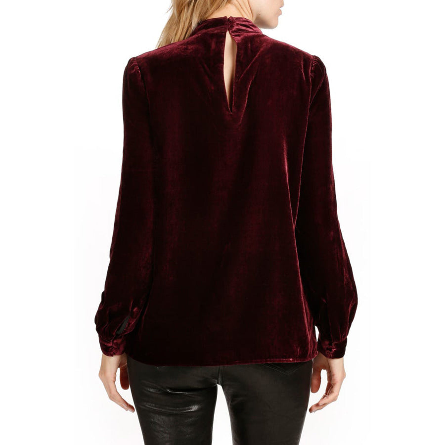 Cutout Long Sleeve Velvet Blouse Apparel and Accessories