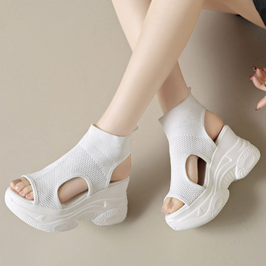Cutout Mesh Wedge Sandals Apparel and Accessories
