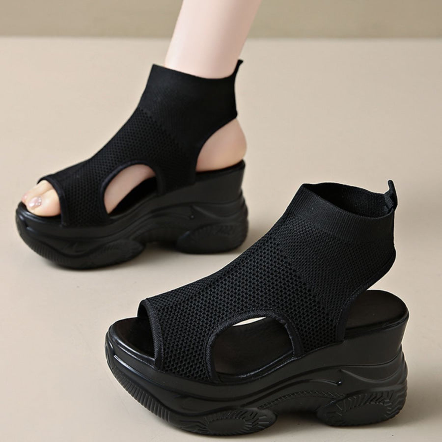 Cutout Mesh Wedge Sandals Apparel and Accessories