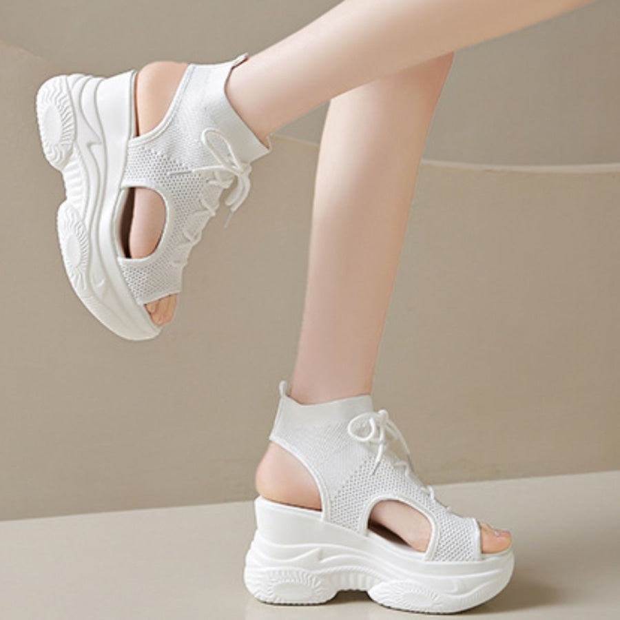 Cutout Mesh Wedge Sandals Apparel and Accessories