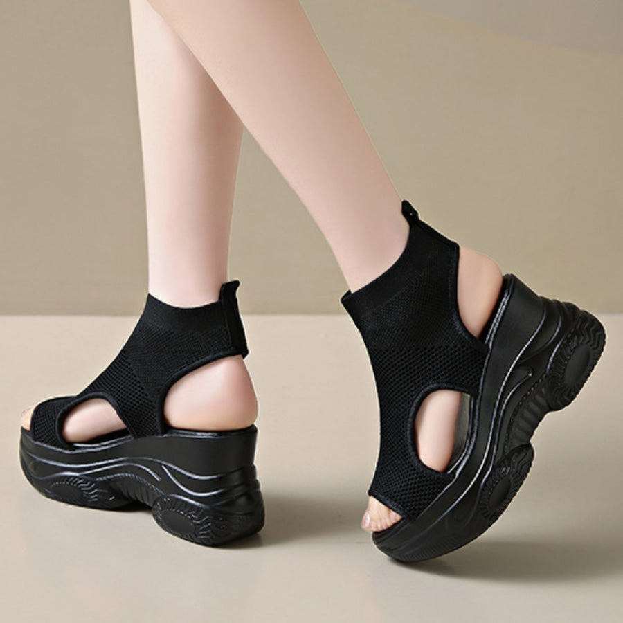 Cutout Mesh Wedge Sandals Apparel and Accessories