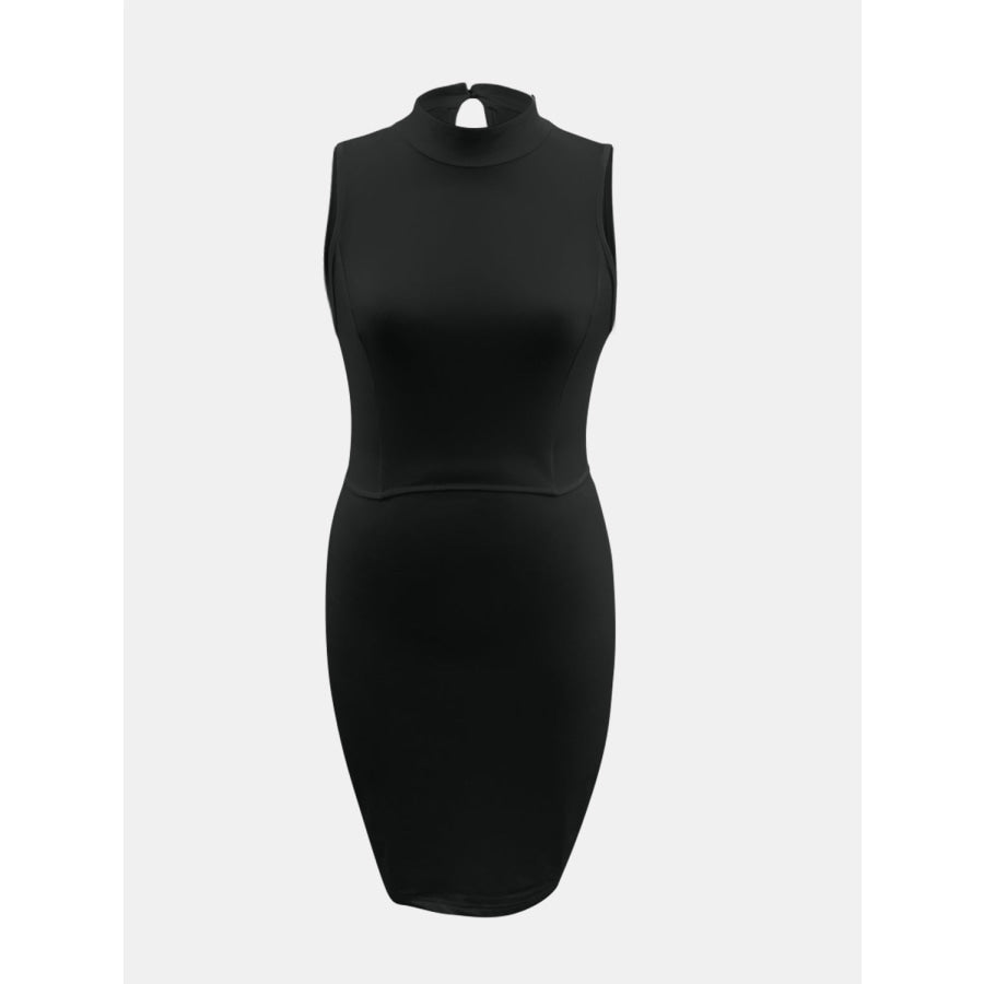 Cutout Mock Neck Sleeveless Dress Apparel and Accessories