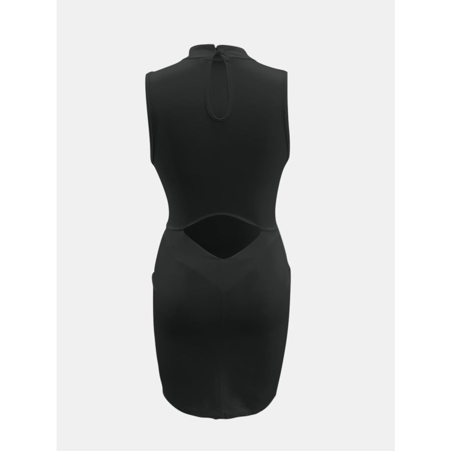 Cutout Mock Neck Sleeveless Dress Apparel and Accessories