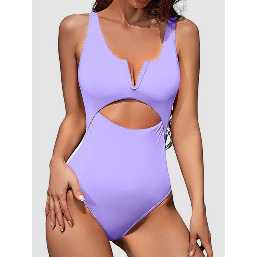 Cutout Notched Wide Strap One - Piece Swimwear Apparel and Accessories