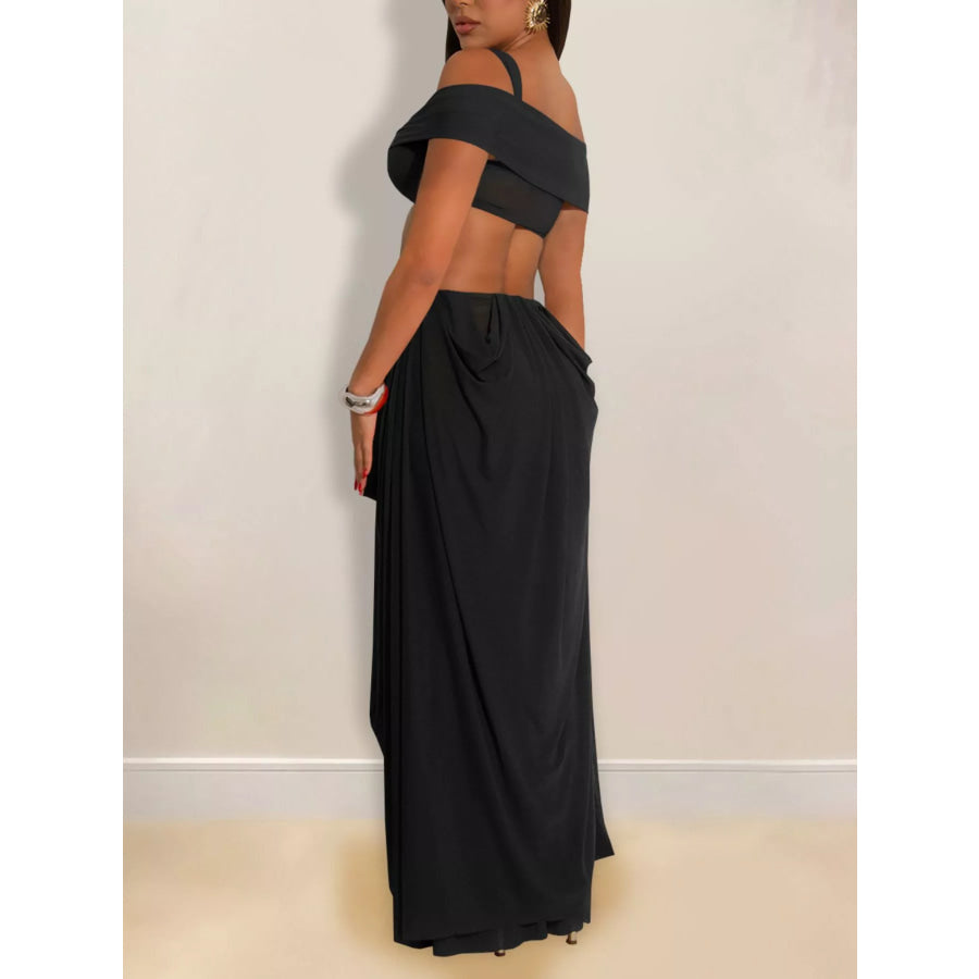 Cutout Off Shoulder Ruched Maxi Dress Apparel and Accessories