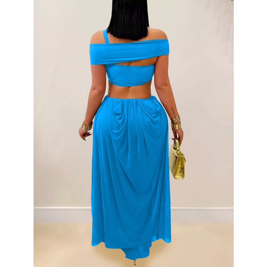 Cutout Off Shoulder Ruched Maxi Dress Apparel and Accessories