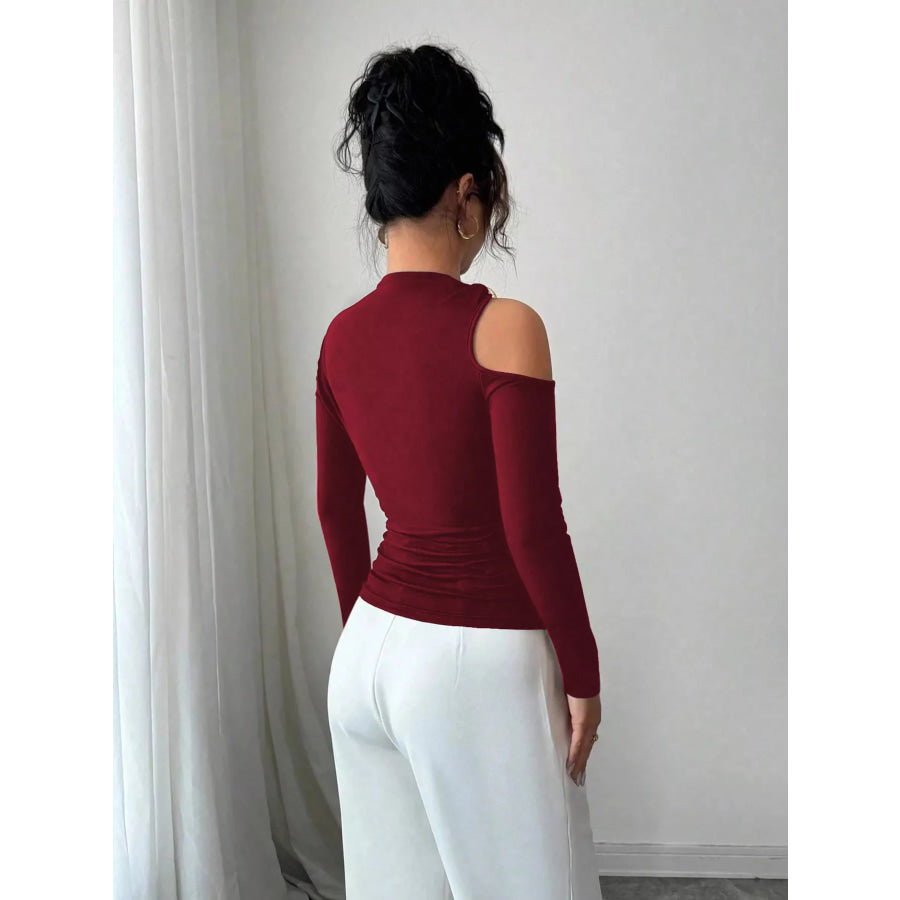 Cutout One-Shoulder Long Sleeve T-Shirt Apparel and Accessories
