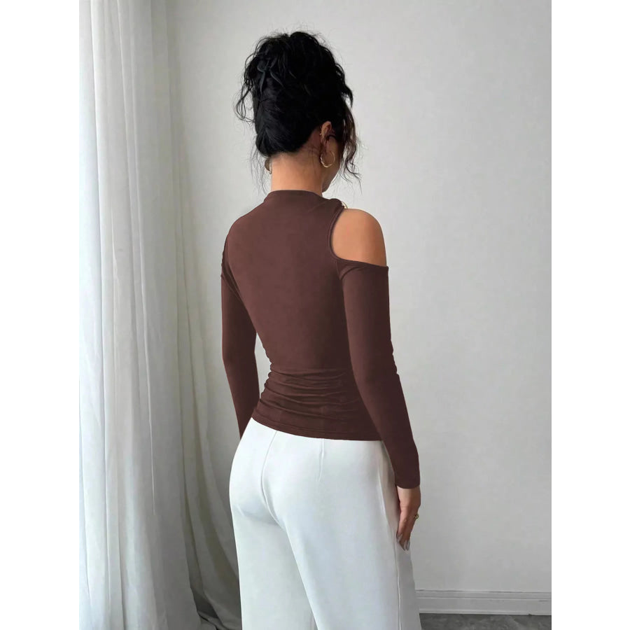 Cutout One-Shoulder Long Sleeve T-Shirt Apparel and Accessories